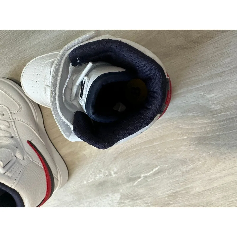 Kids Fila White High Top Sneakers Hook and Loop Closure‎ Red Blue Accent Sz 8